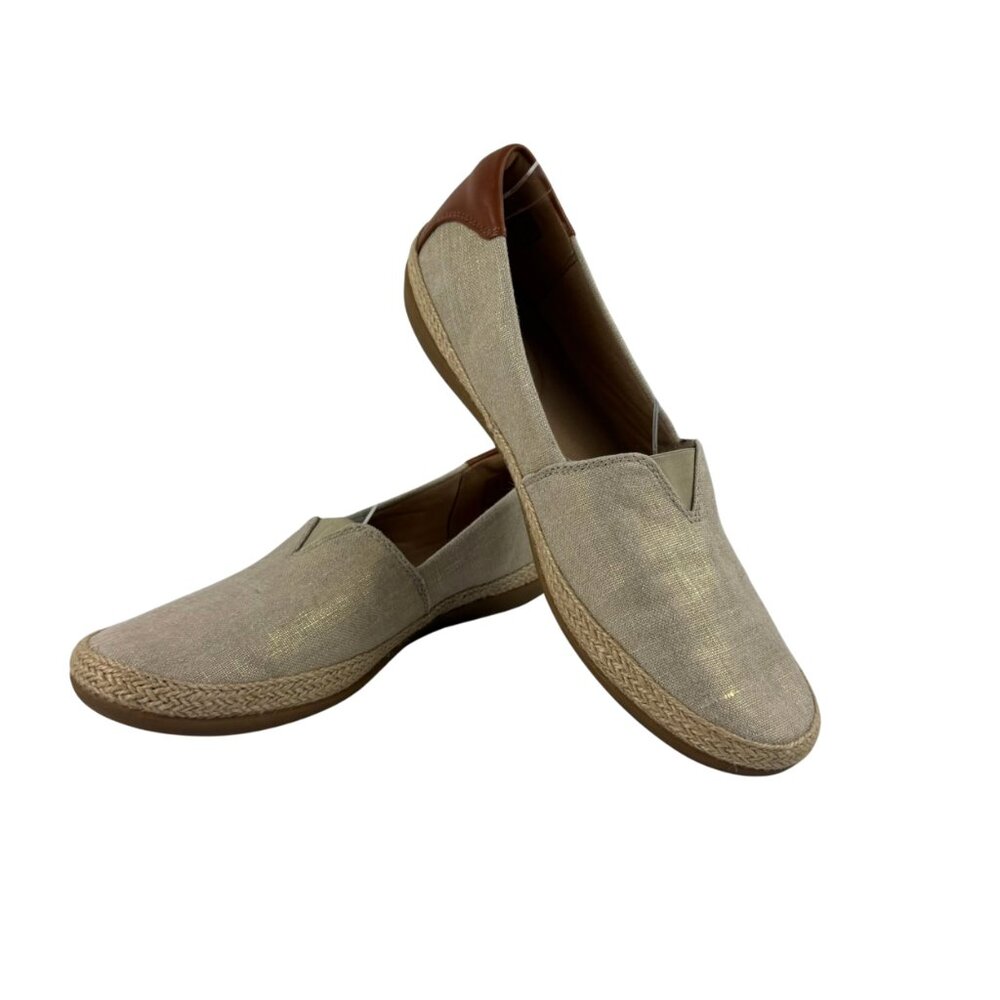Clarks Collection Danelly Slip-On Espadrille Flats – Women’s Beige Gold Size 9